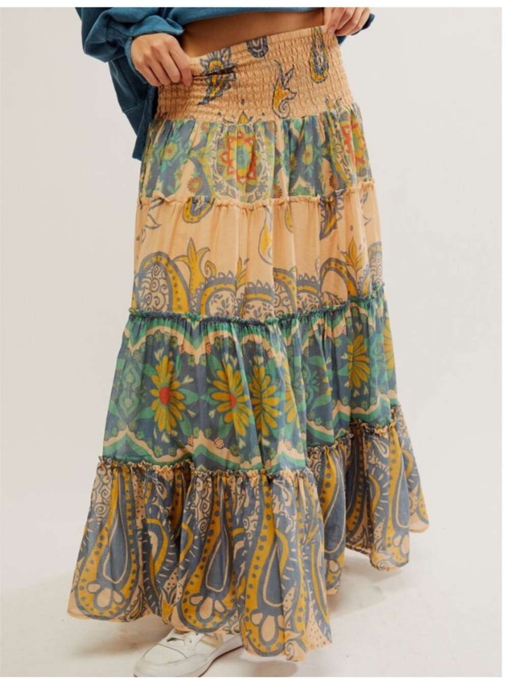 Free People Colorful maxi skirt Boho style XS